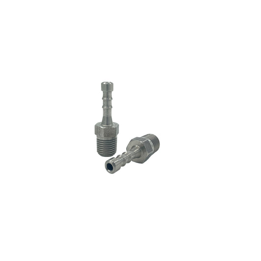 stainless steel hose attachments displayed on a white background